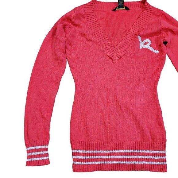 Rocawear Sweater Womens Red V-Neck Pullover Long Sleeve Cotton Blend‎ Size M - Picture 6 of 7